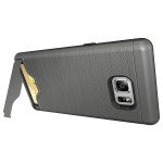 Wholesale Galaxy Note FE / Note Fan Edition / Note 7 Card Holder Hybrid Case (Space Gray)